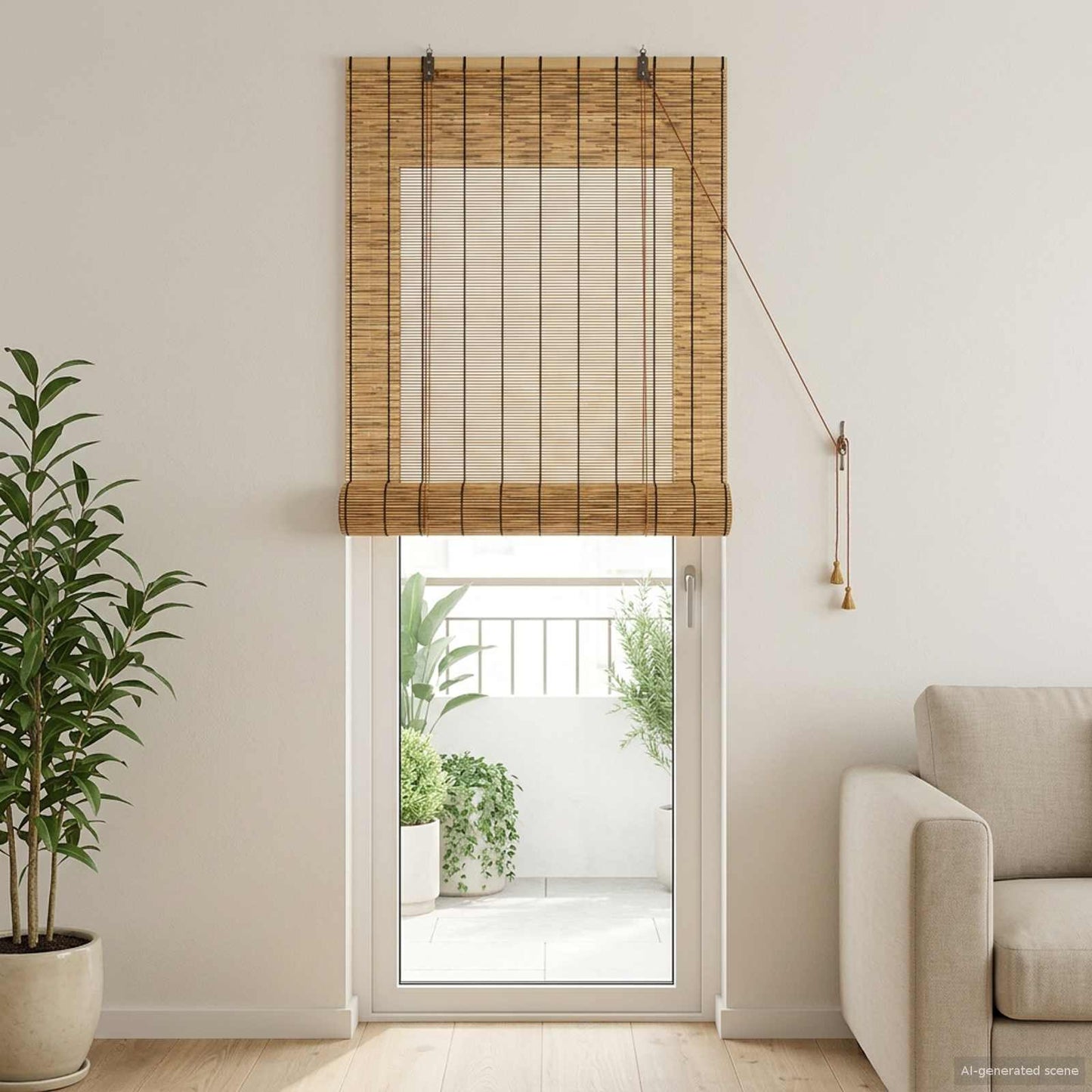vidaXL Roller Blind Brown 80 x 220 cm Reed