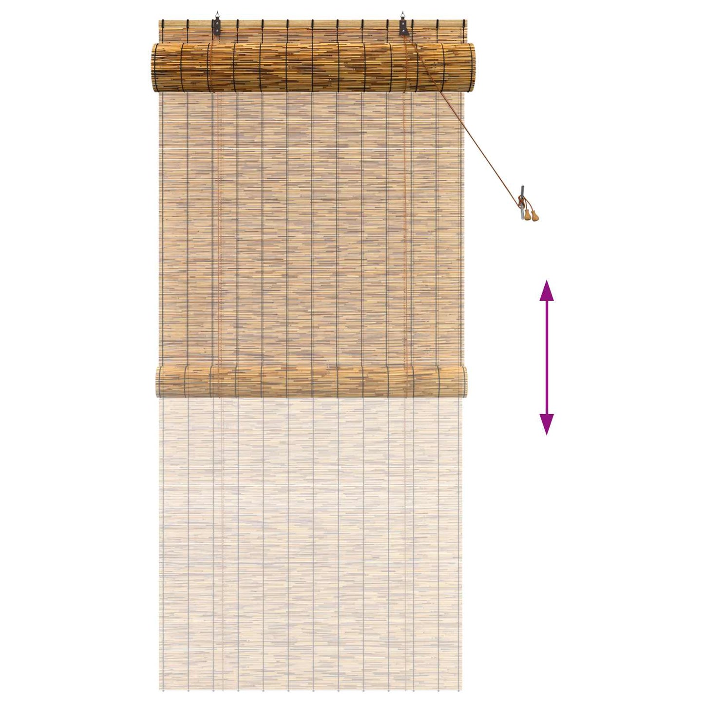 vidaXL Roller Blind Brown 100 x 220 cm Reed