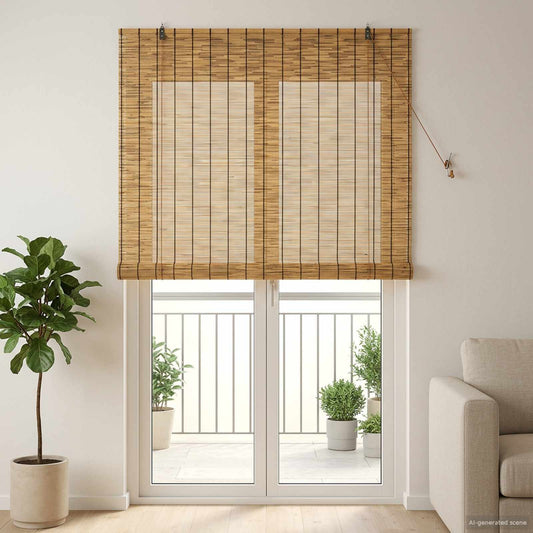 vidaXL Roller Blind Brown 120 x 220 cm Reed