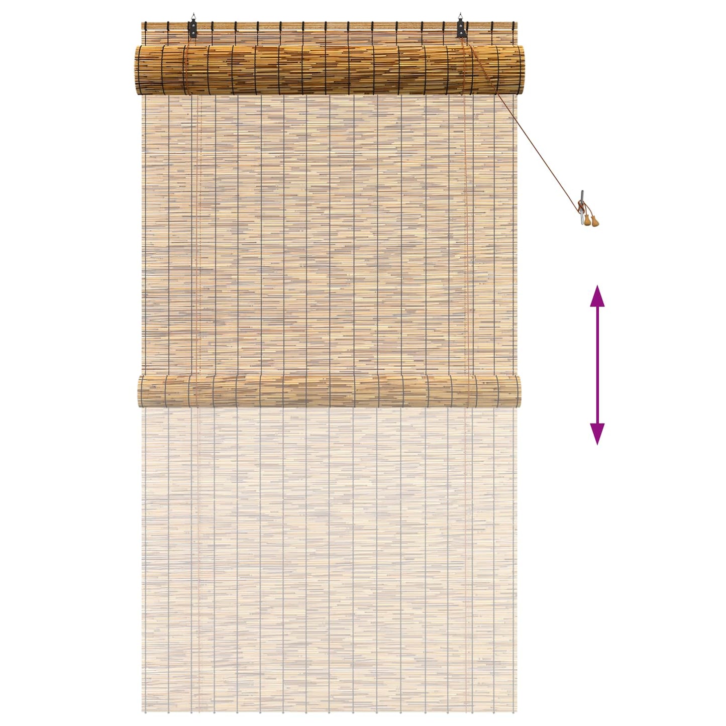 vidaXL Roller Blind Brown 120 x 220 cm Reed
