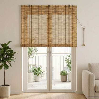 vidaXL Roller Blind Brown 140 x 220 cm Reed