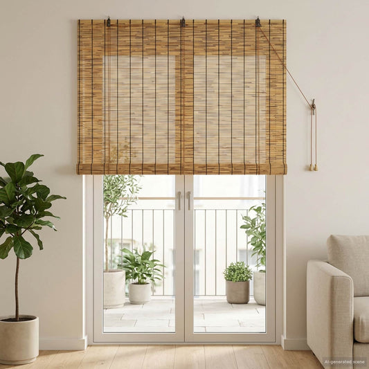 vidaXL Roller Blind Brown 140 x 220 cm Reed