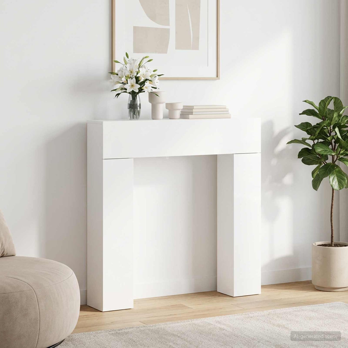 vidaXL Fireplace Surround White 102 x 18 x 100.5 cm Engineered Wood