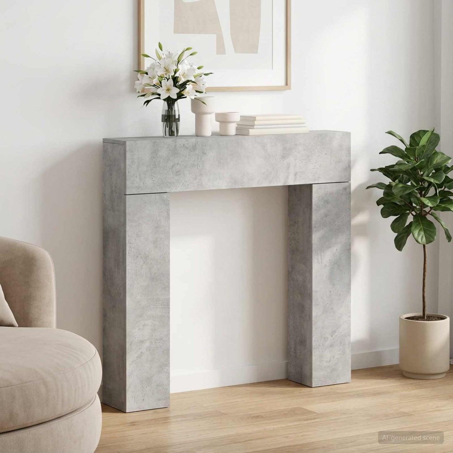 vidaXL Fireplace Surround Concrete Grey 102 x 18 x 100.5 cm