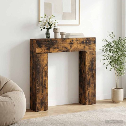 vidaXL Fireplace Surround Smoked Oak 102 x 18 x 100.5 cm
