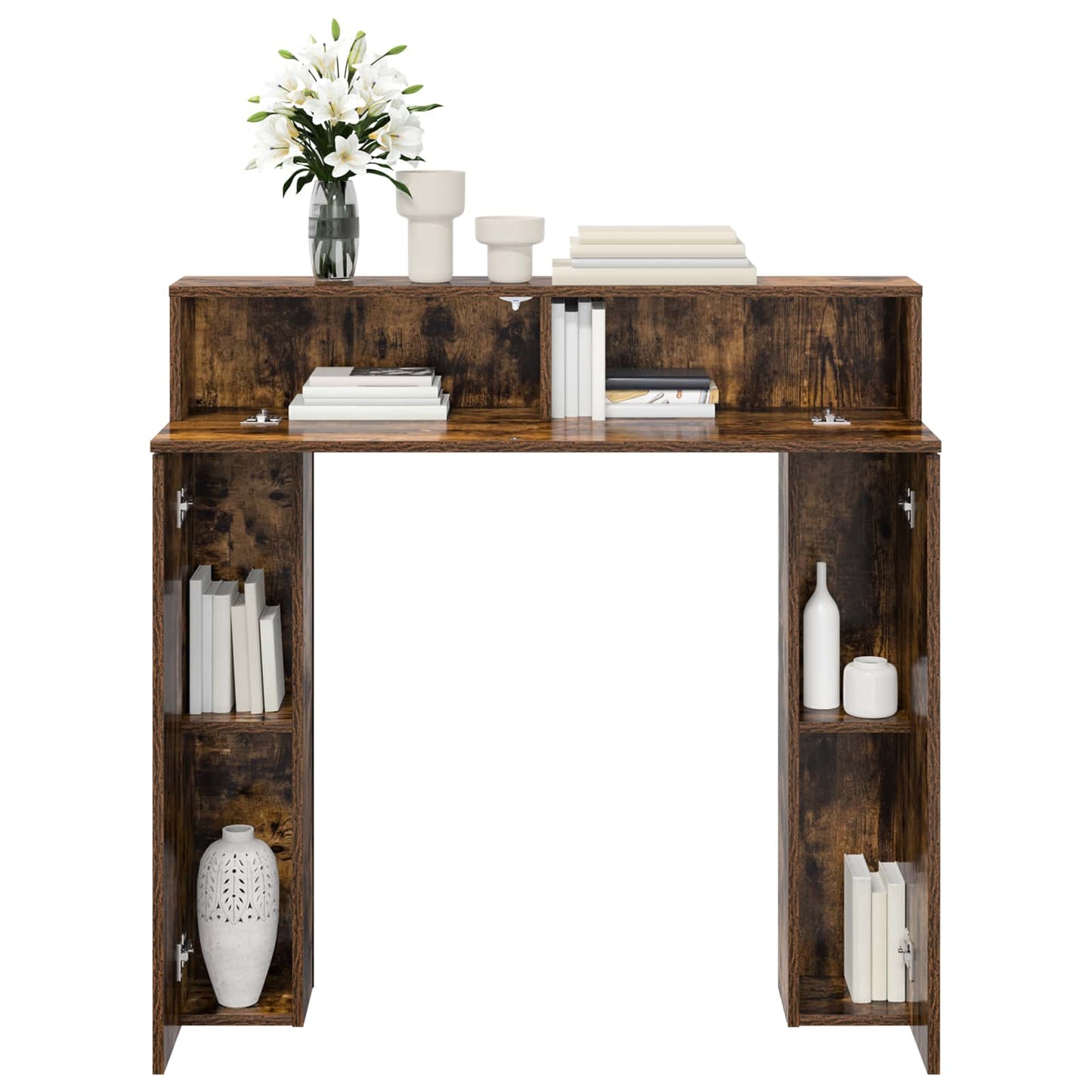 vidaXL Fireplace Surround Smoked Oak 102 x 18 x 100.5 cm