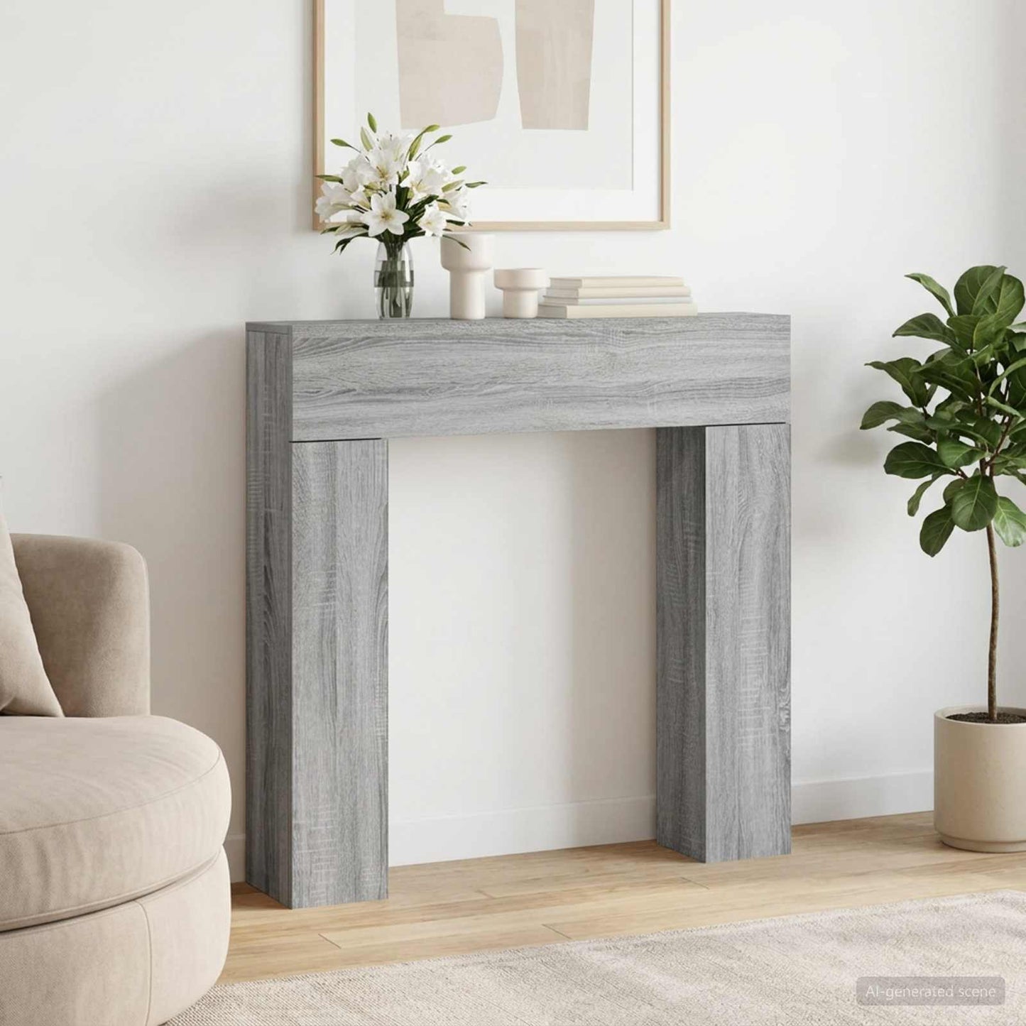 vidaXL Fireplace Surround Grey Sonoma 102 x 18 x 100.5 cm