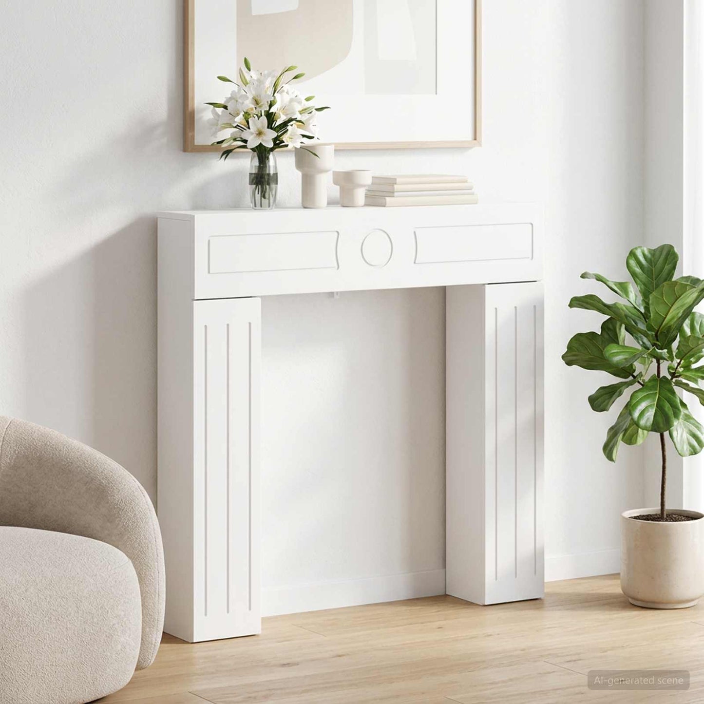 vidaXL Fireplace Surround White 102 x 18 x 100.5 cm Engineered Wood