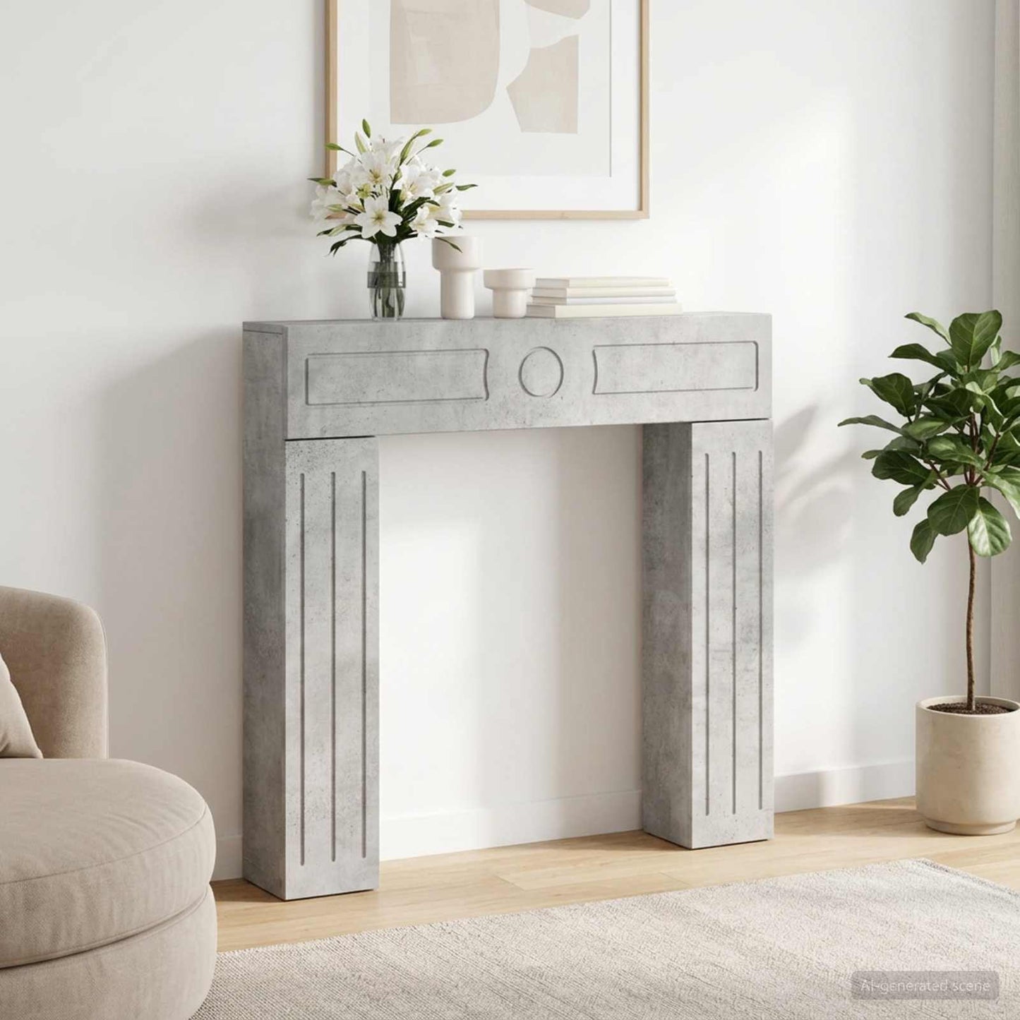 vidaXL Fireplace Surround Concrete Grey 102 x 18 x 100.5 cm
