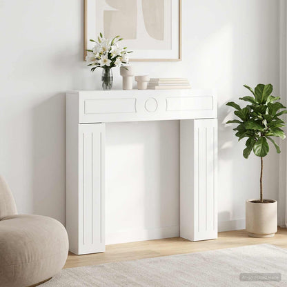 vidaXL Fireplace Surround Gloss White 102 x 18 x 100.5 cm