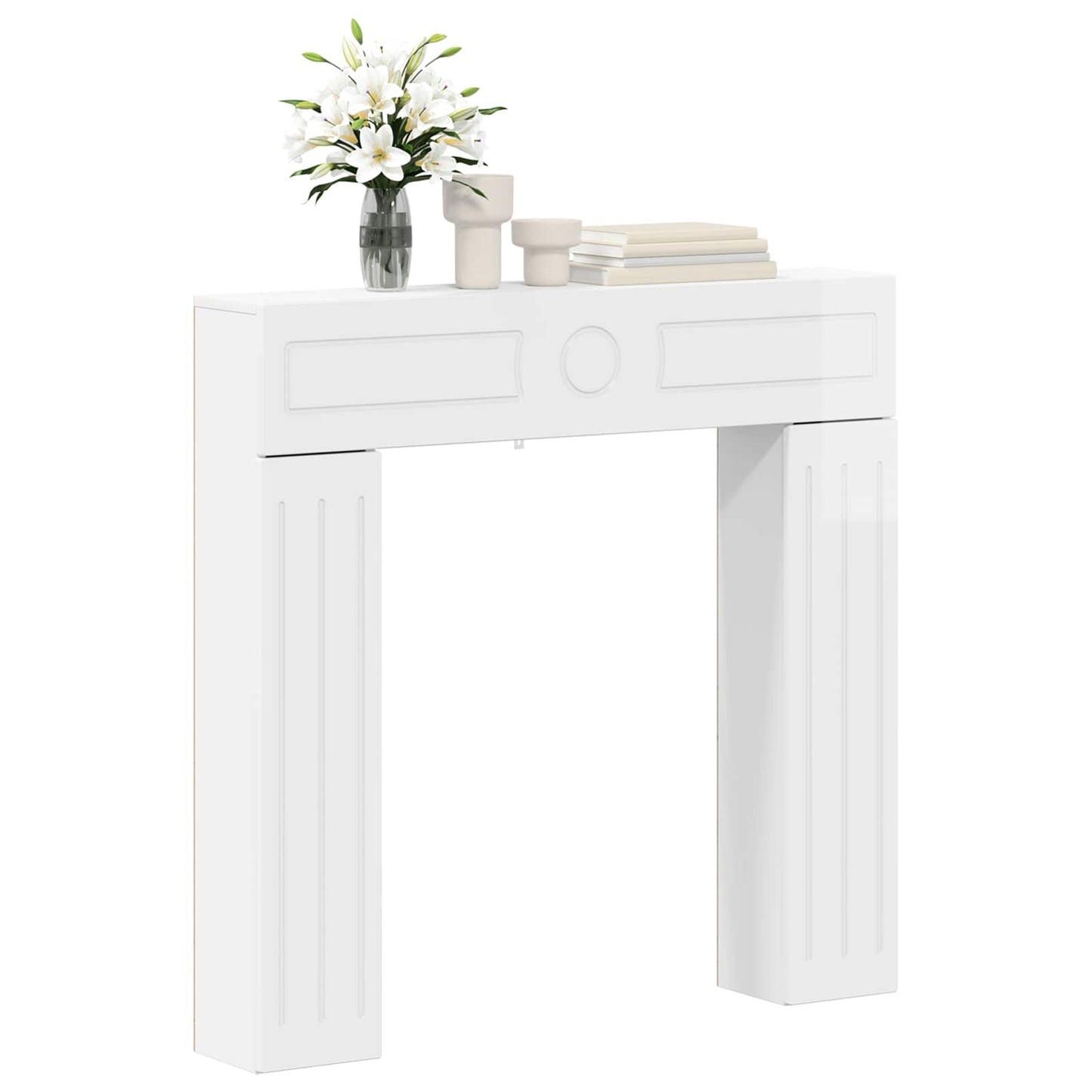 vidaXL Fireplace Surround Gloss White 102 x 18 x 100.5 cm