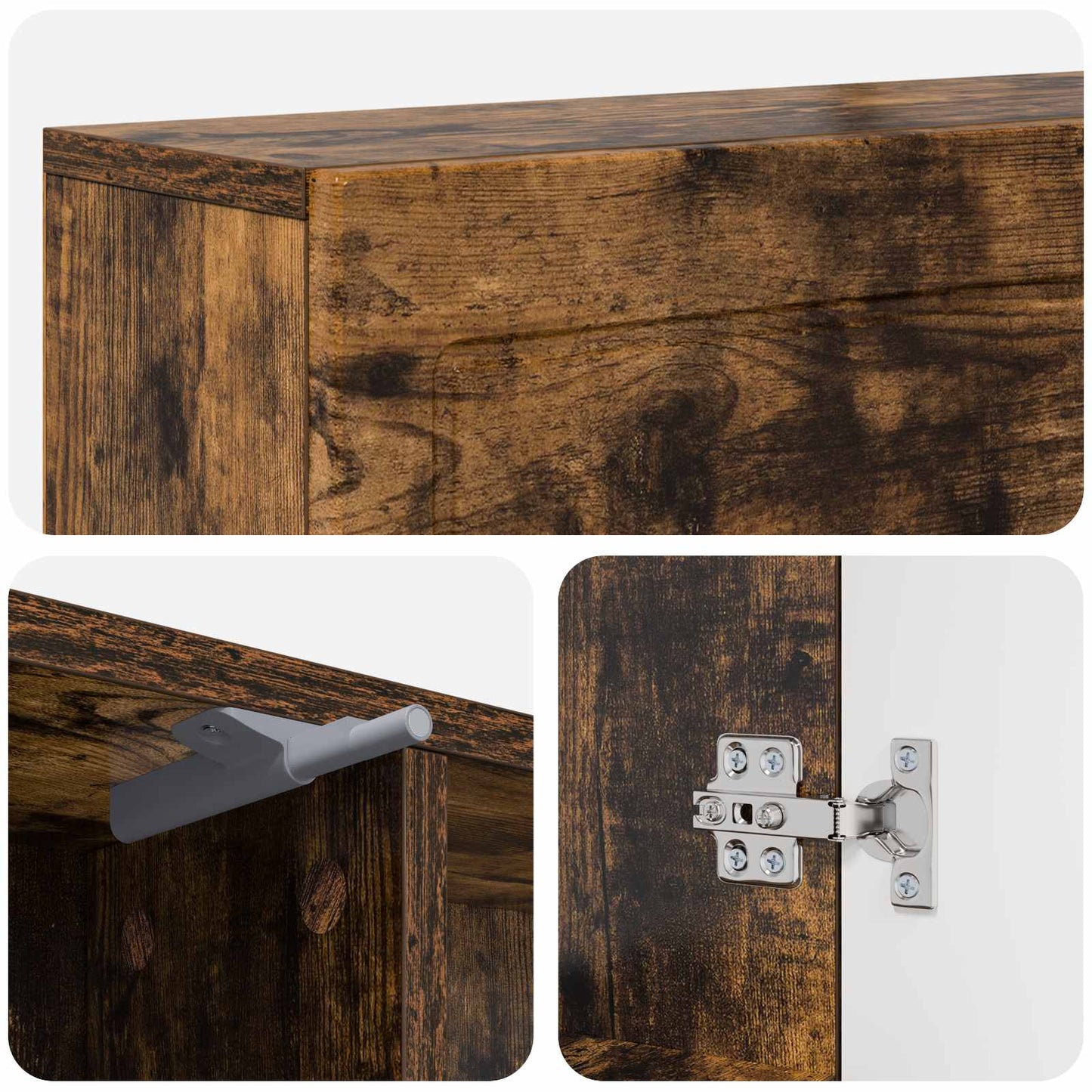 vidaXL Fireplace Surround Smoked Oak 102 x 18 x 100.5 cm