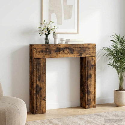 vidaXL Fireplace Surround Smoked Oak 102 x 18 x 100.5 cm