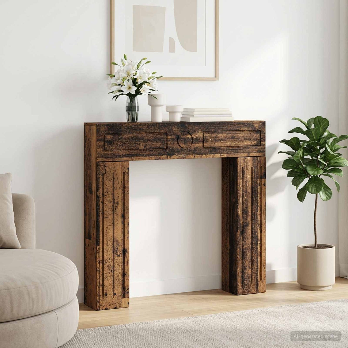 vidaXL Fireplace Surround Old Wood 102 x 18 x 100.5 cm Engineered Wood