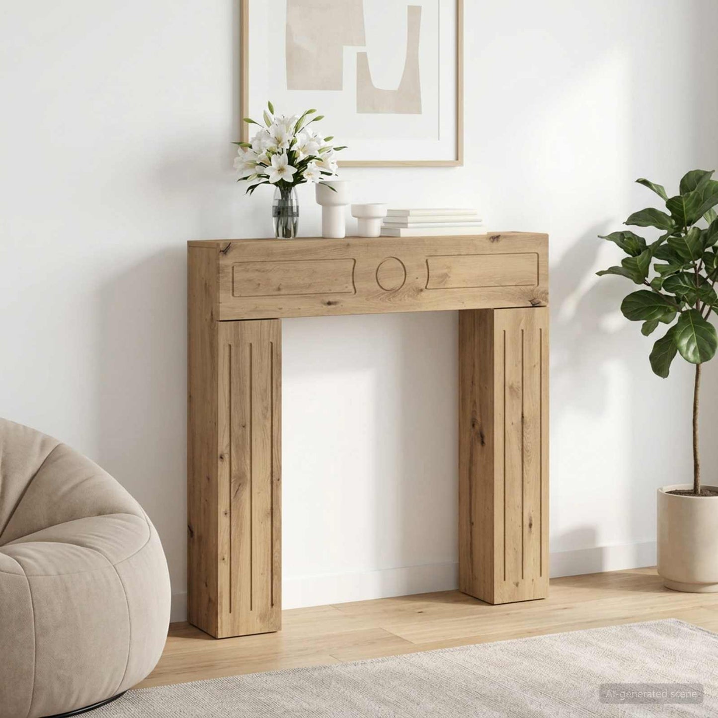 vidaXL Fireplace Surround Artisan Oak 102 x 18 x 100.5 cm