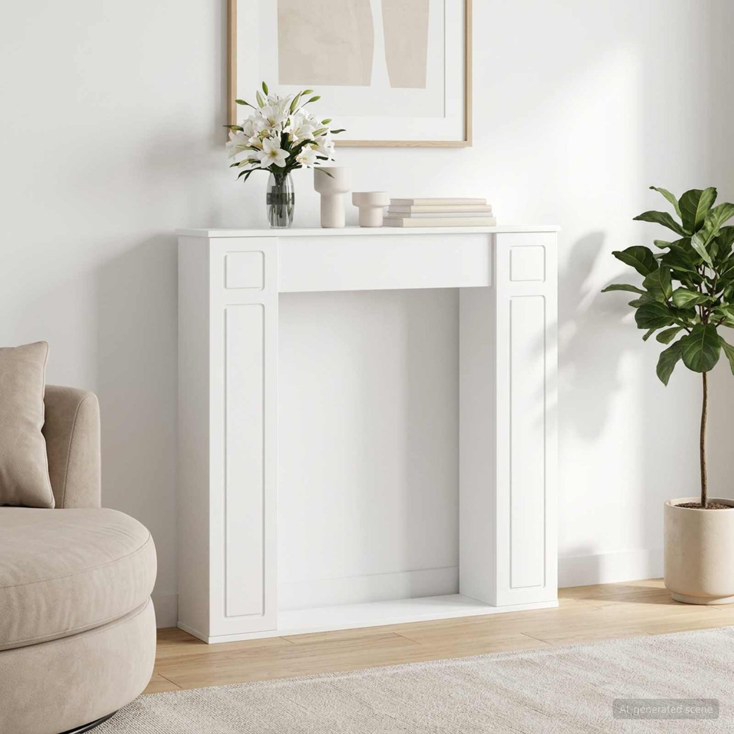 vidaXL Fireplace Surround White 100 x 20 x 100 cm Engineered Wood