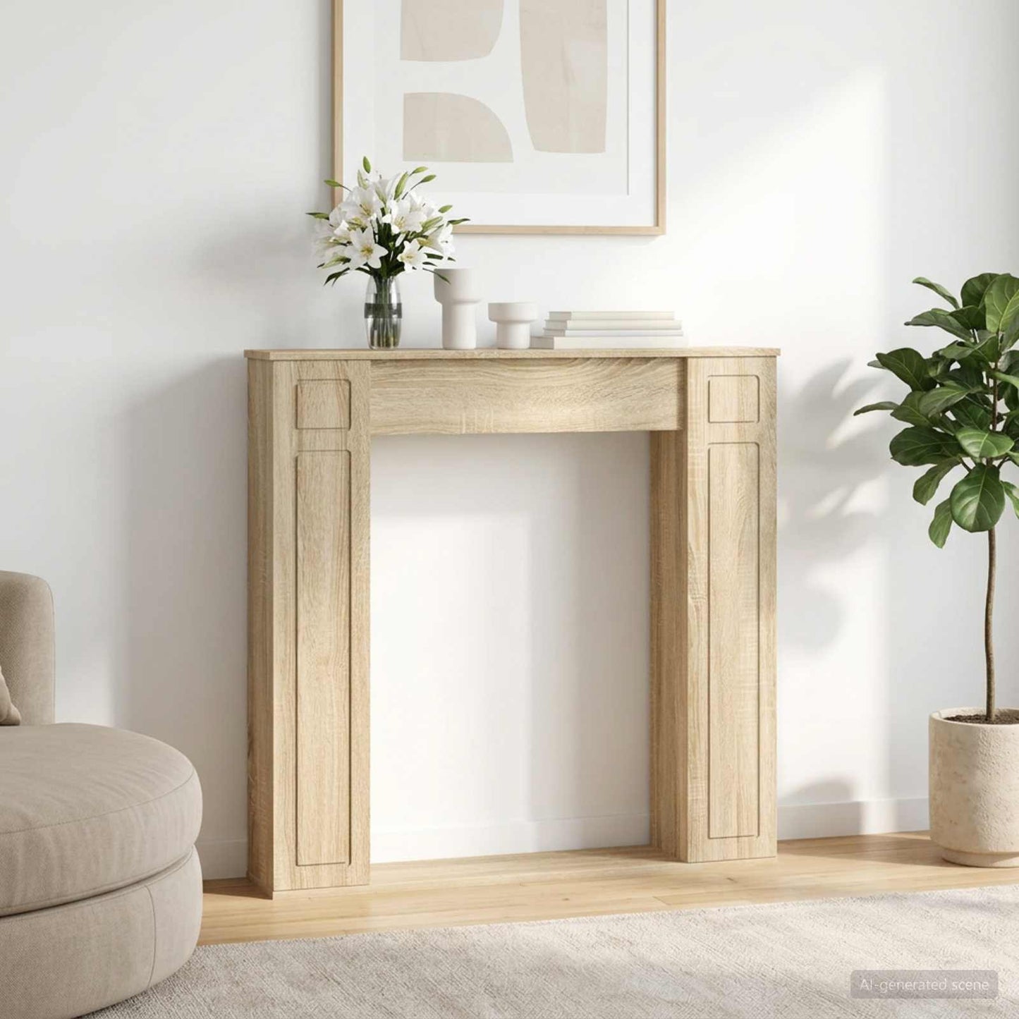 vidaXL Fireplace Surround Sonoma 100 x 20 x 100 cm Engineered Wood