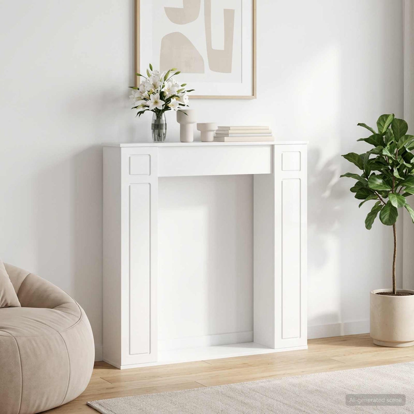 vidaXL Fireplace Surround Gloss White 100 x 20 x 100 cm