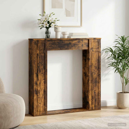 vidaXL Fireplace Surround Smoked Oak 100 x 20 x 100 cm Engineered Wood