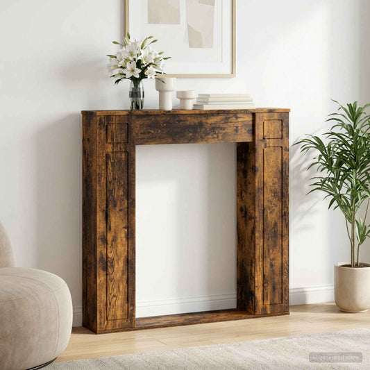 vidaXL Fireplace Surround Smoked Oak 100 x 20 x 100 cm Engineered Wood