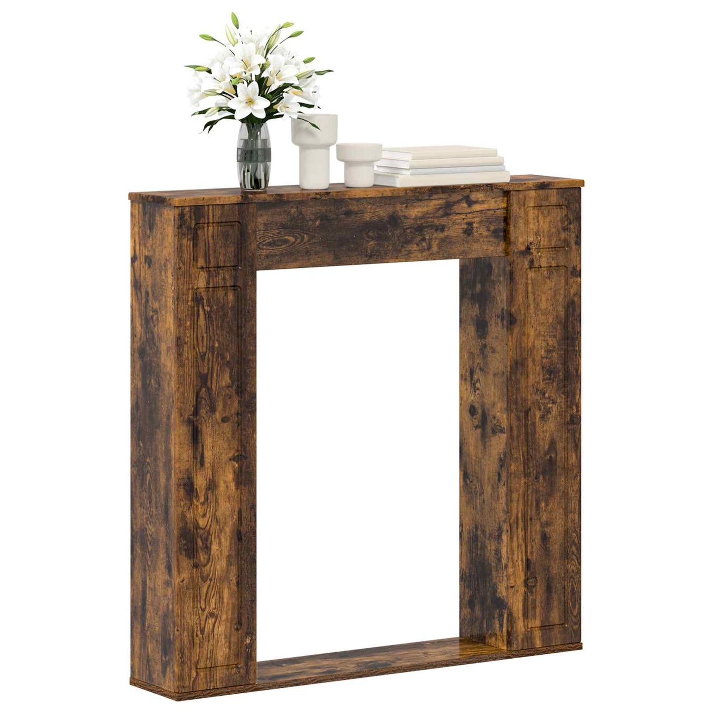 vidaXL Fireplace Surround Smoked Oak 100 x 20 x 100 cm Engineered Wood