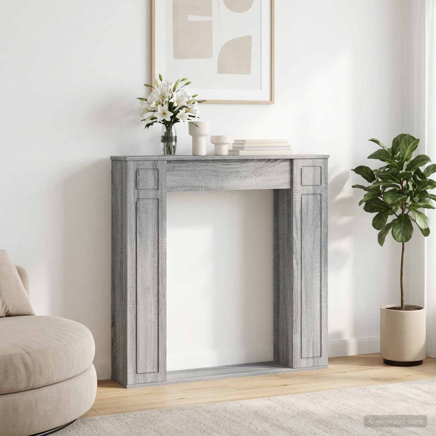 vidaXL Fireplace Surround Grey Sonoma 100 x 20 x 100 cm
