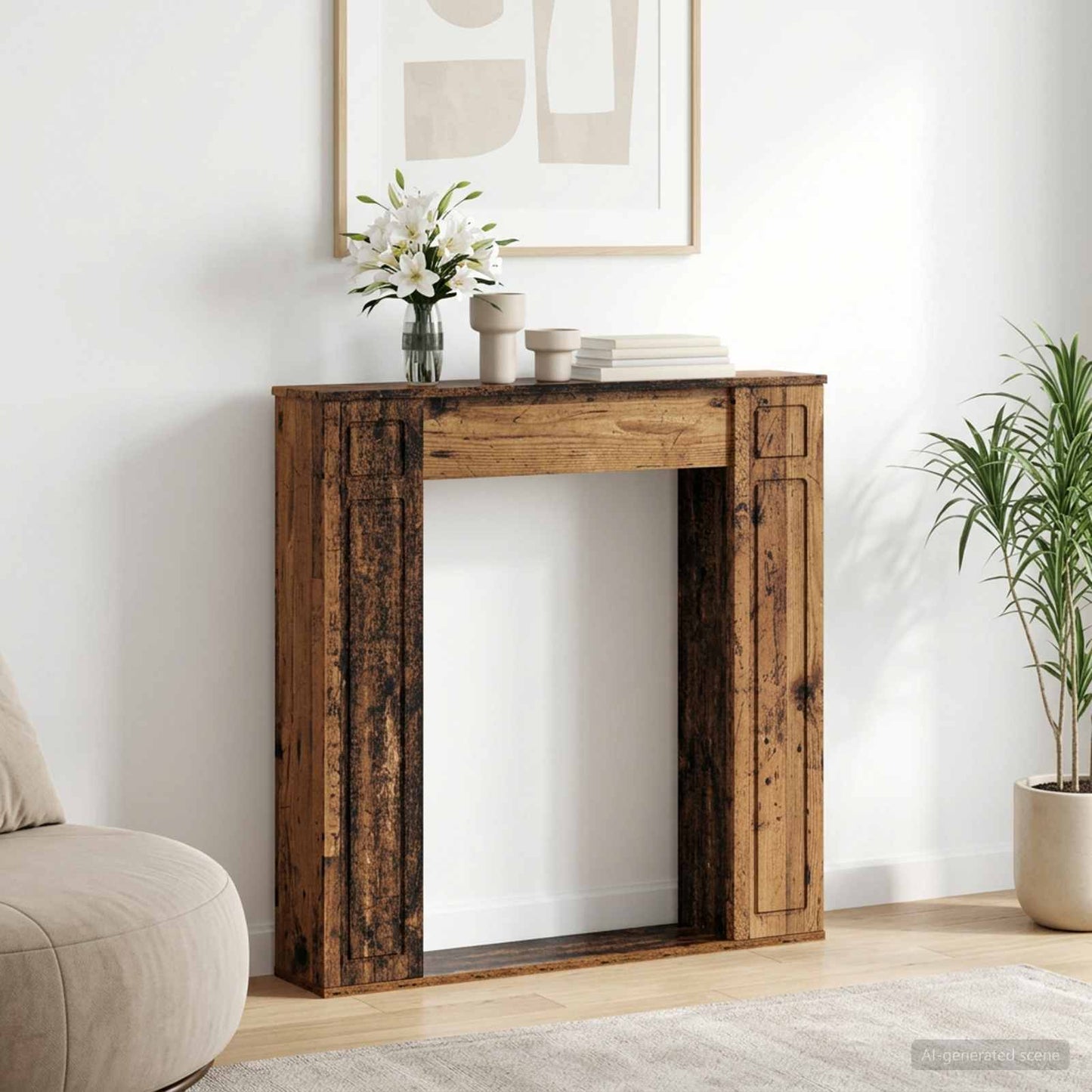 vidaXL Fireplace Surround Old Wood 100 x 20 x 100 cm Engineered Wood