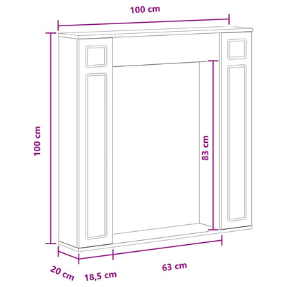 vidaXL Fireplace Surround Old Wood 100 x 20 x 100 cm Engineered Wood