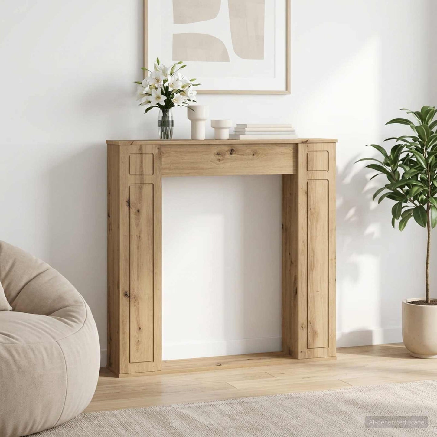 vidaXL Fireplace Surround Artisan Oak 100 x 20 x 100 cm