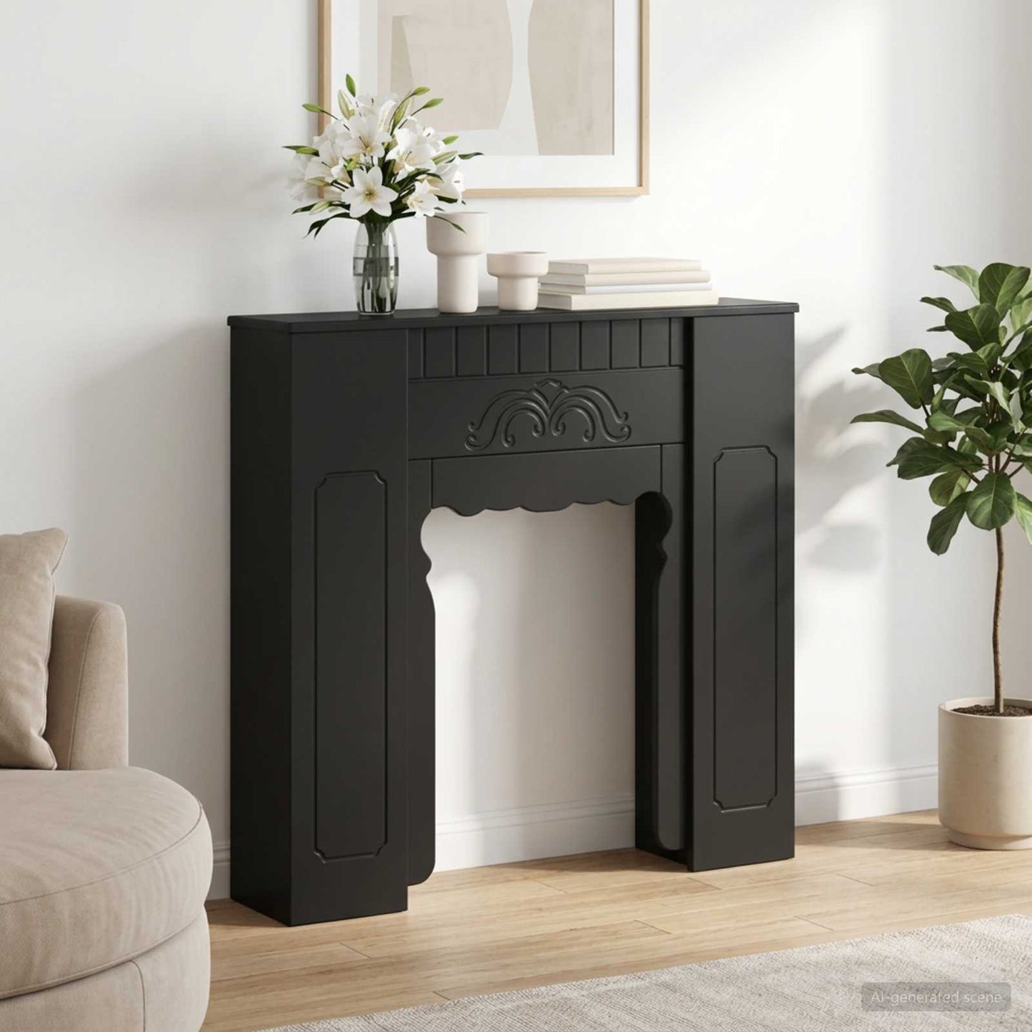 vidaXL Fireplace Surround Black 93 x 20 x 89 cm Engineered Wood