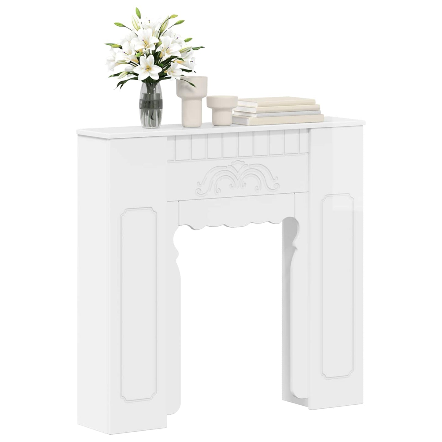 vidaXL Fireplace Surround High Gloss White 93 x 20 x 89 cm