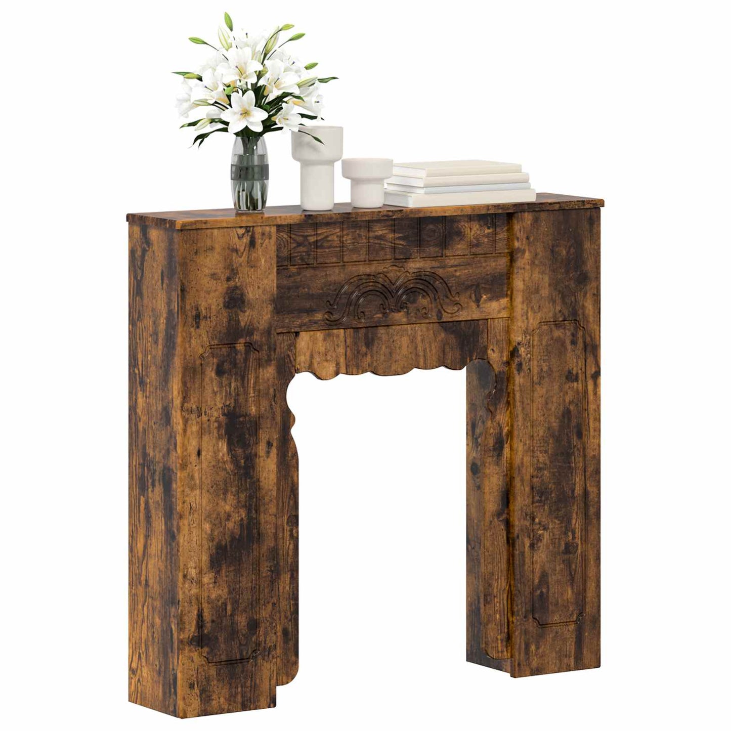 vidaXL Fireplace Surround Smoked Oak 93 x 20 x 89 cm Engineered Wood