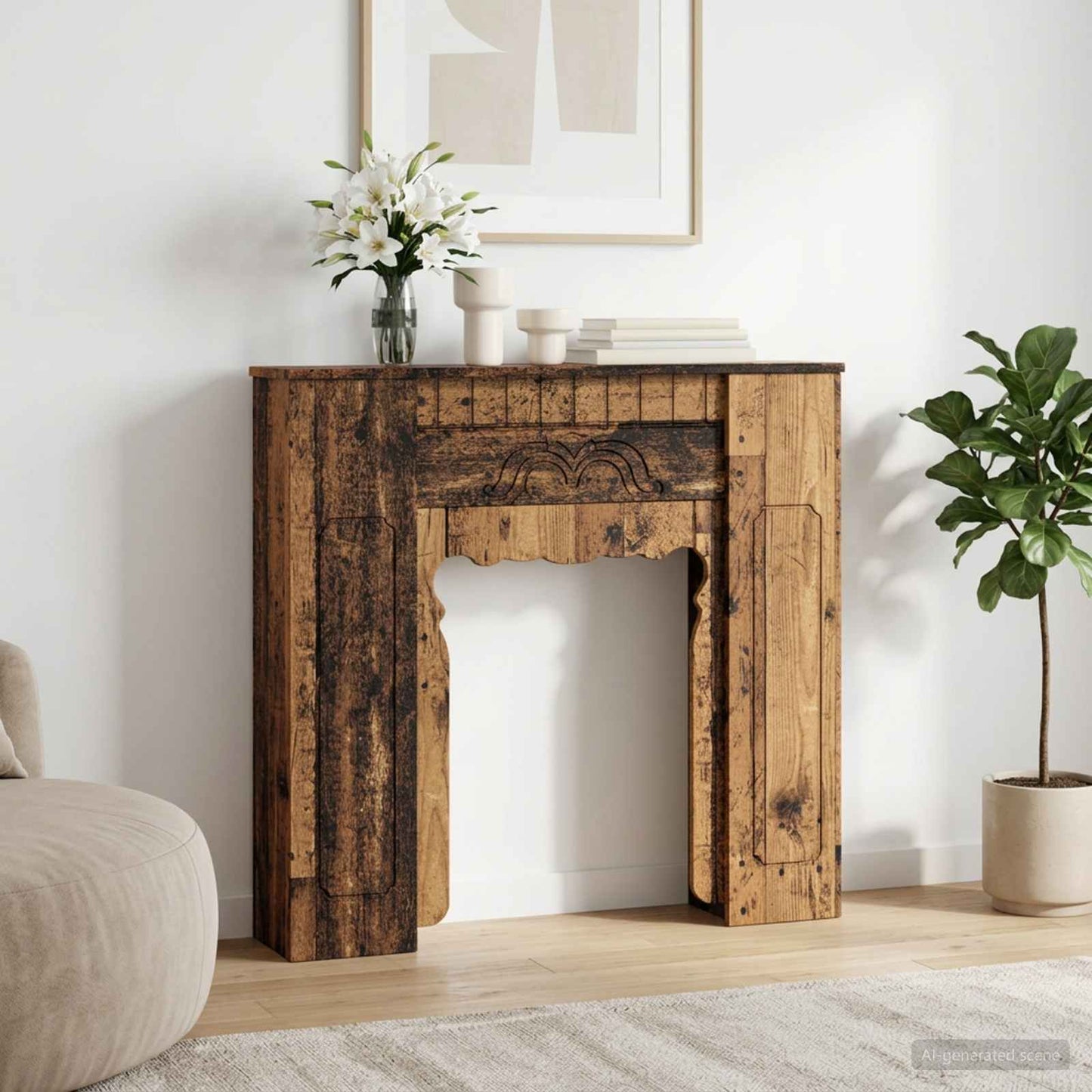 vidaXL Fireplace Surround Old Wood 93 x 20 x 89 cm Engineered Wood
