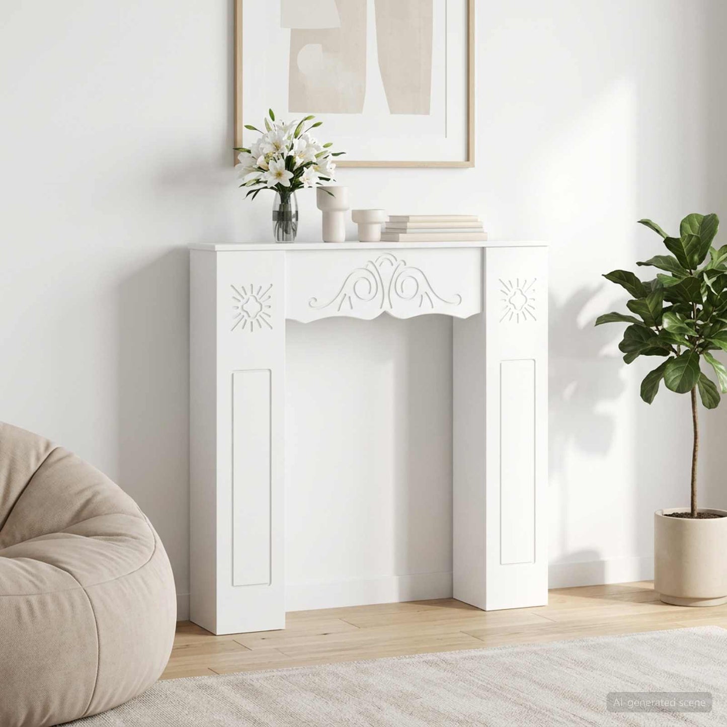 vidaXL Fireplace Surround White 102 x 20 x 102 cm Engineered Wood
