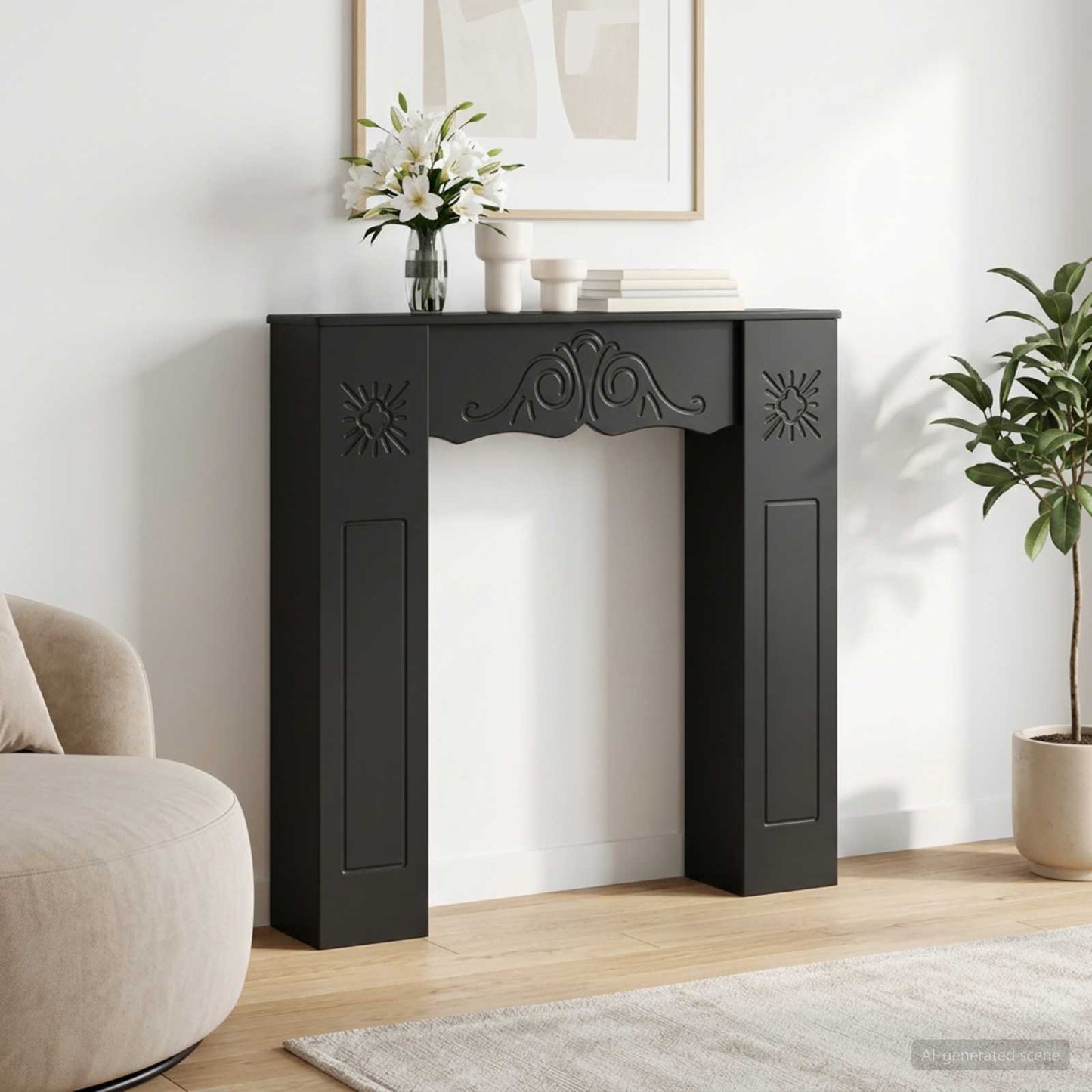 vidaXL Fireplace Surround Black 102 x 20 x 102 cm Engineered Wood