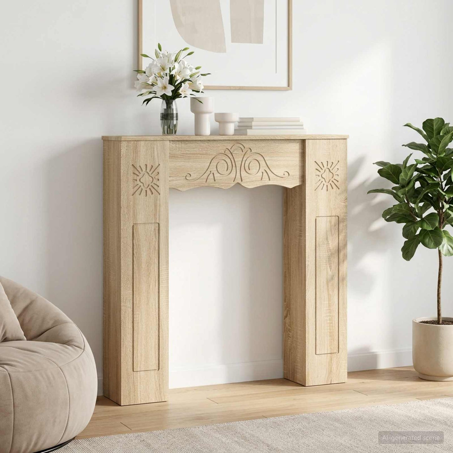 vidaXL Fireplace Surround Sonoma 102 x 20 x 102 cm Engineered Wood