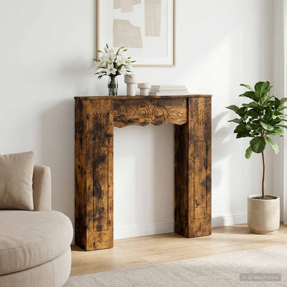 vidaXL Fireplace Surround Smoked Oak 102 x 20 x 102 cm Engineered Wood