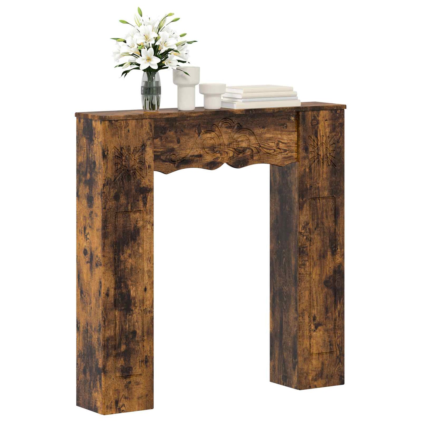 vidaXL Fireplace Surround Smoked Oak 102 x 20 x 102 cm Engineered Wood