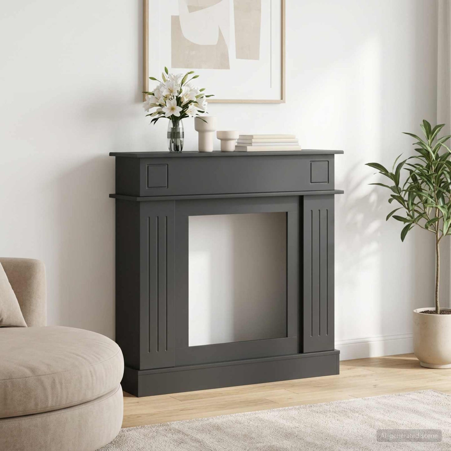 vidaXL Fireplace Surround Black 102 x 26 x 100 cm Engineered Wood