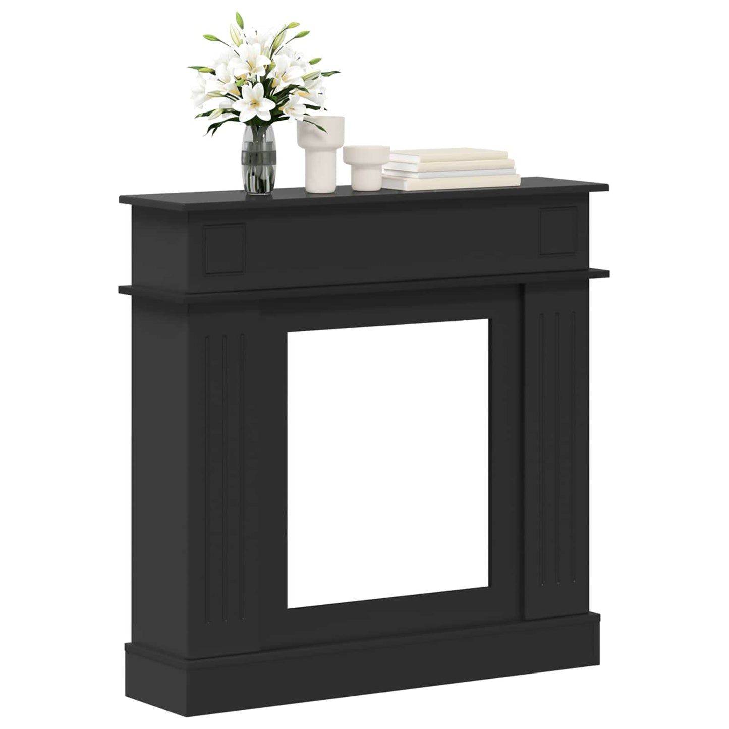 vidaXL Fireplace Surround Black 102 x 26 x 100 cm Engineered Wood