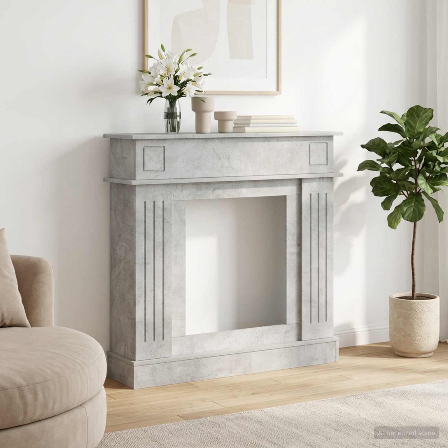 vidaXL Fireplace Surround Concrete Grey 102 x 26 x 100 cm