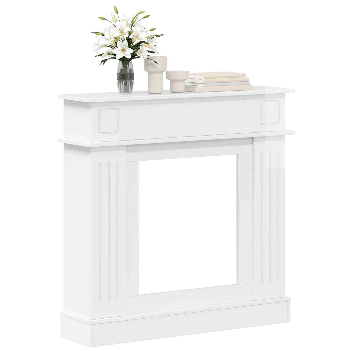 vidaXL Fireplace Surround Gloss White 102 x 26 x 100 cm