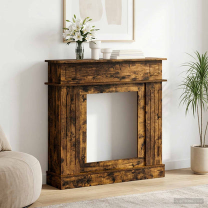 vidaXL Fireplace Surround Smoked Oak 102 x 26 x 100 cm Engineered Wood