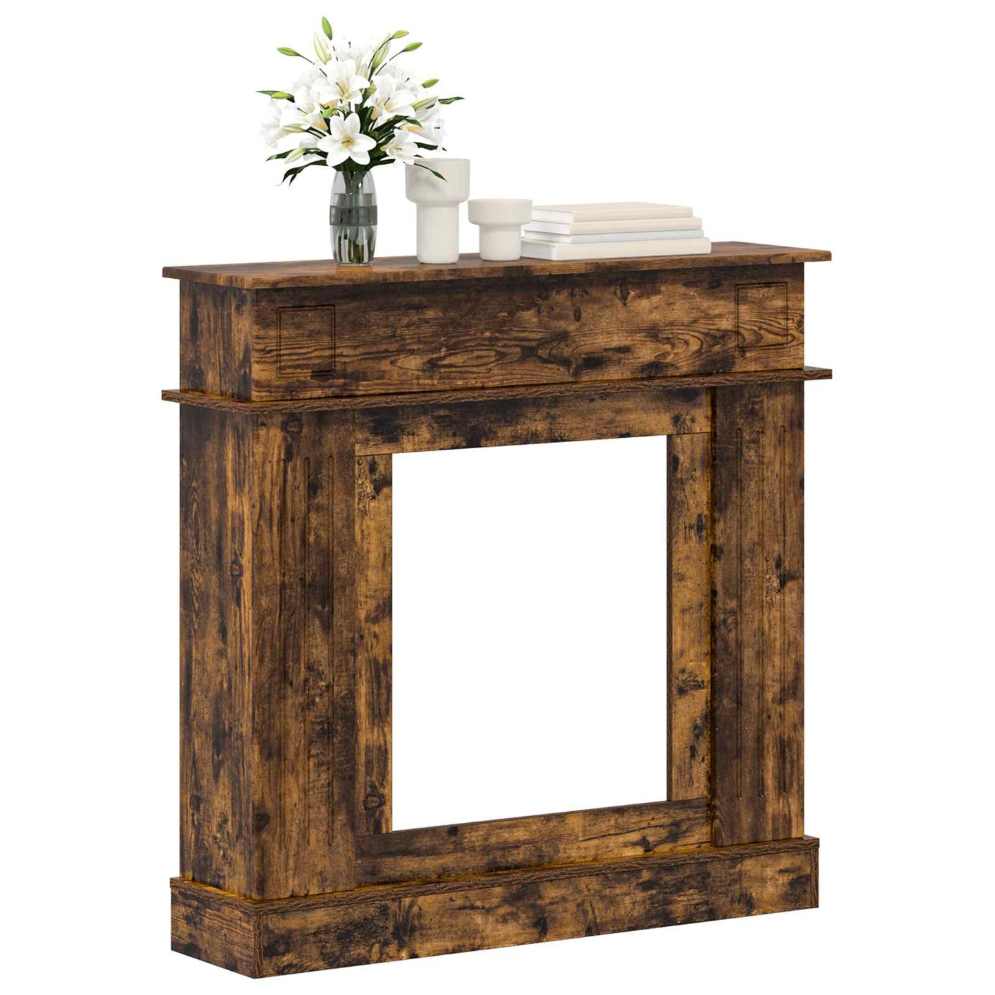 vidaXL Fireplace Surround Smoked Oak 102 x 26 x 100 cm Engineered Wood