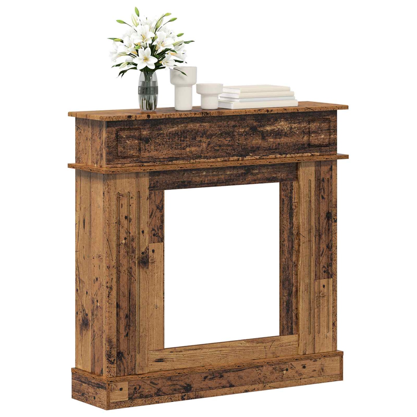 vidaXL Fireplace Surround Old Wood 102 x 26 x 100 cm Engineered Wood