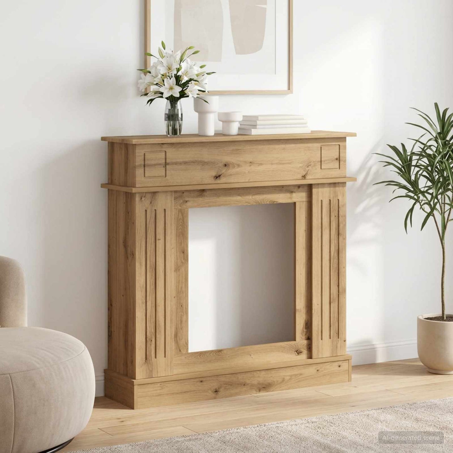 vidaXL Fireplace Surround Artisan Oak 102 x 26 x 100 cm