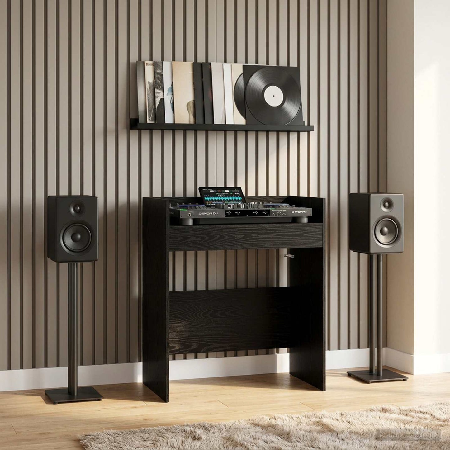 vidaXL DJ Table Black Oak 102 x 45 x 102 cm Engineered Wood