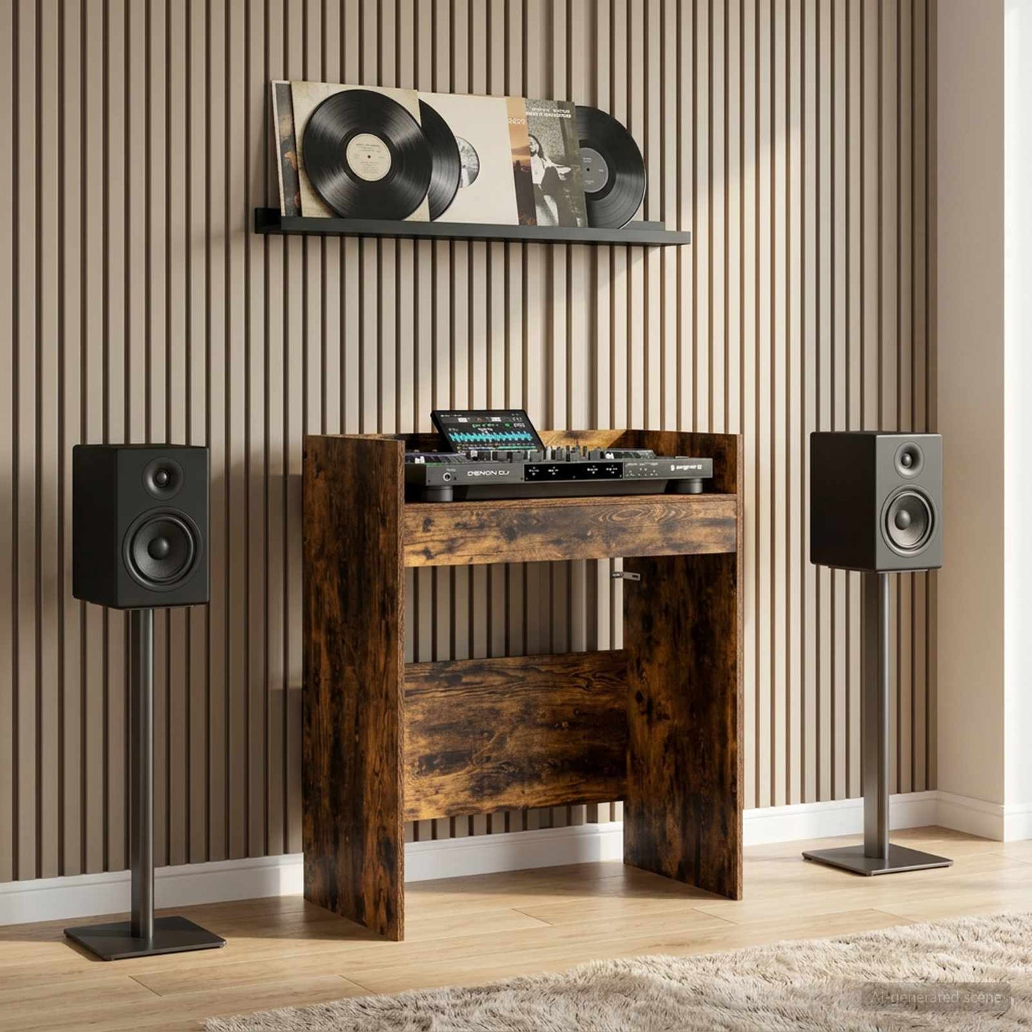 vidaXL DJ Table Smoked Oak 102 x 45 x 102 cm Engineered Wood
