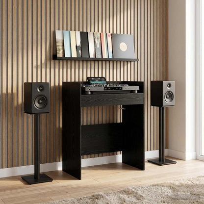 vidaXL DJ Table Black Oak 82 x 45 x 102 cm Engineered Wood