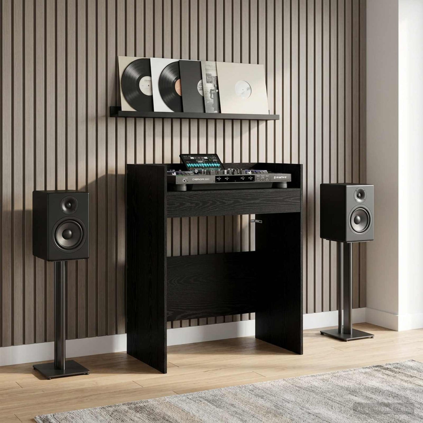 vidaXL DJ Table Black Oak 62 x 45 x 102 cm Engineered Wood